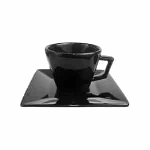 TAZA DE CAFE 75 ML CON PLATO CUADRADO NEGRO X 6 UNIDADES ART 1124584