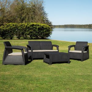 COMBO 2 SILLONES INDIVIDUALES VOSS 2000 +1 SILLON DOBLE +1 MESA ROMA GRAFITO