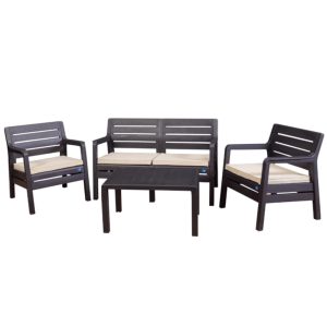 COMBO 2 SILLONES INDIVIDUALES VOSS 2000 +1 SILLON DOBLE +1 MESA PARIS GRAFITO