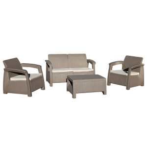 COMBO 2 SILLONES INDIVIDUALES VOSS 2000 +1 SILLON DOBLE +1 MESA ROMA CAPUCHINO